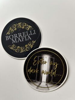 Borrelli Mafia stickers: Gold-on-black elegance with mysterious motifs and an inviting dark theme.