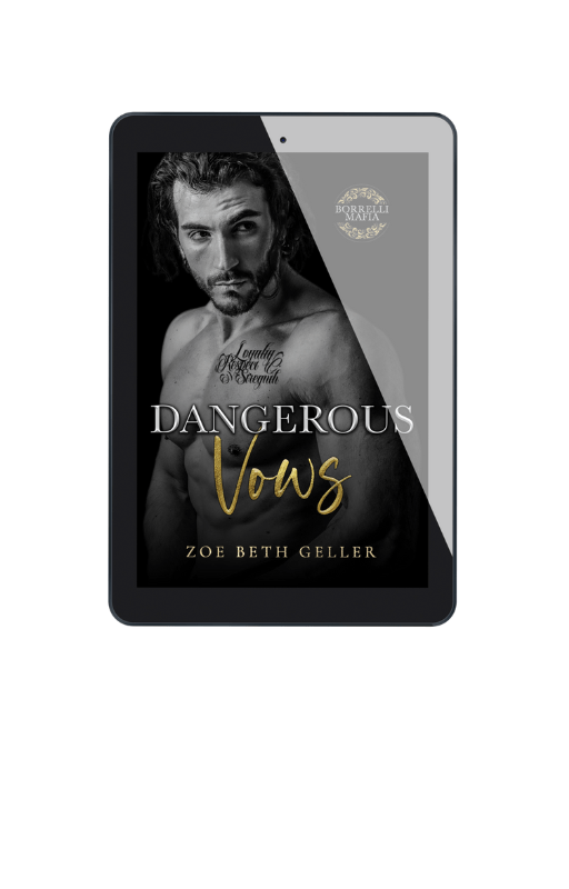 Book Cover: Tattooed Man, Dangerous Vows by Zoe Beth Geller, grayscale photo, bold title.